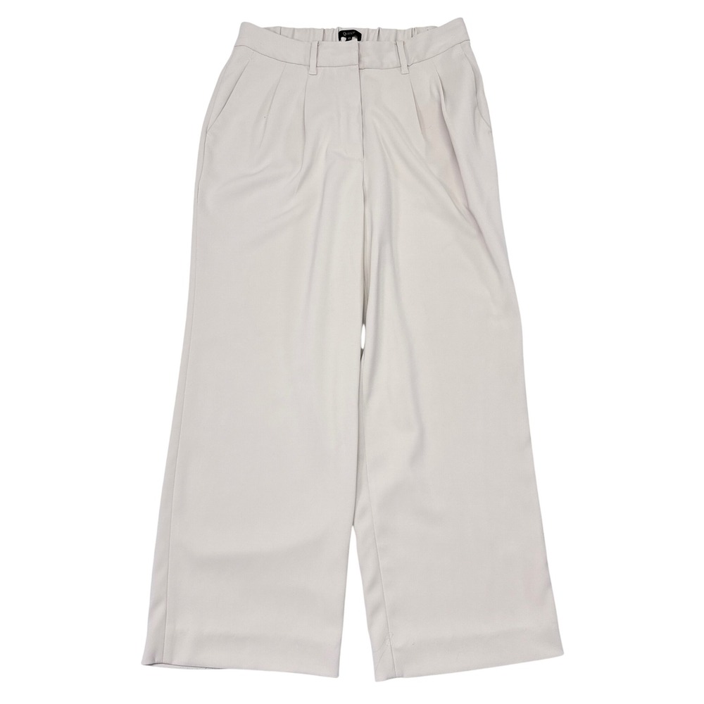 Quince Stretch Crepe Pleated Wide Leg Pants Womens Size 10 Cream Lightweight